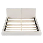 Cama de plataforma de terciopelo tamaño Queen, cama tapizada a ras del suelo con marco sólido para niños y adultos