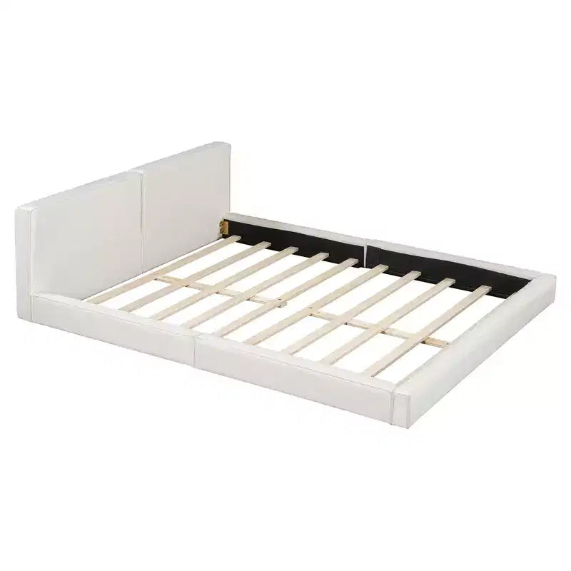 Cama de plataforma de terciopelo tamaño Queen, cama tapizada a ras del suelo con marco sólido para niños y adultos