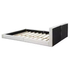 Cama de plataforma de terciopelo tamaño Queen, cama tapizada a ras del suelo con marco sólido para niños y adultos