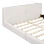 Cama de plataforma de terciopelo tamaño Queen, cama tapizada a ras del suelo con marco sólido para niños y adultos