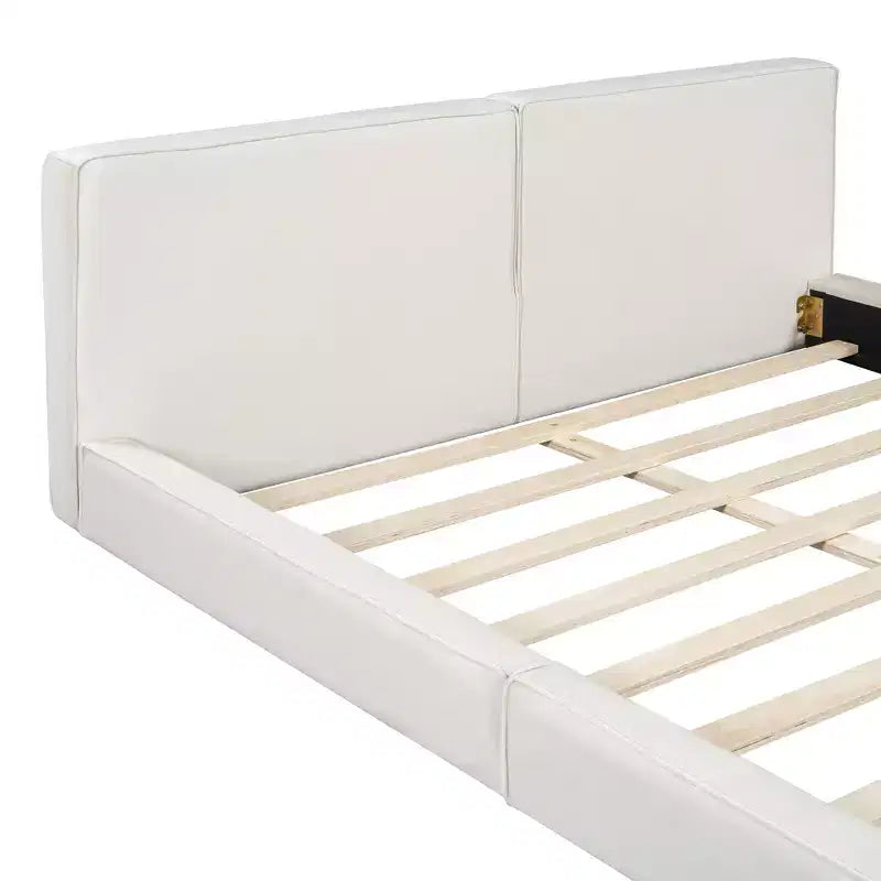 Cama de plataforma de terciopelo tamaño Queen, cama tapizada a ras del suelo con marco sólido para niños y adultos