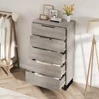 Cómoda de 5 cajones para dormitorio, armario de madera, cómoda de almacenamiento vertical independiente para sala de estar