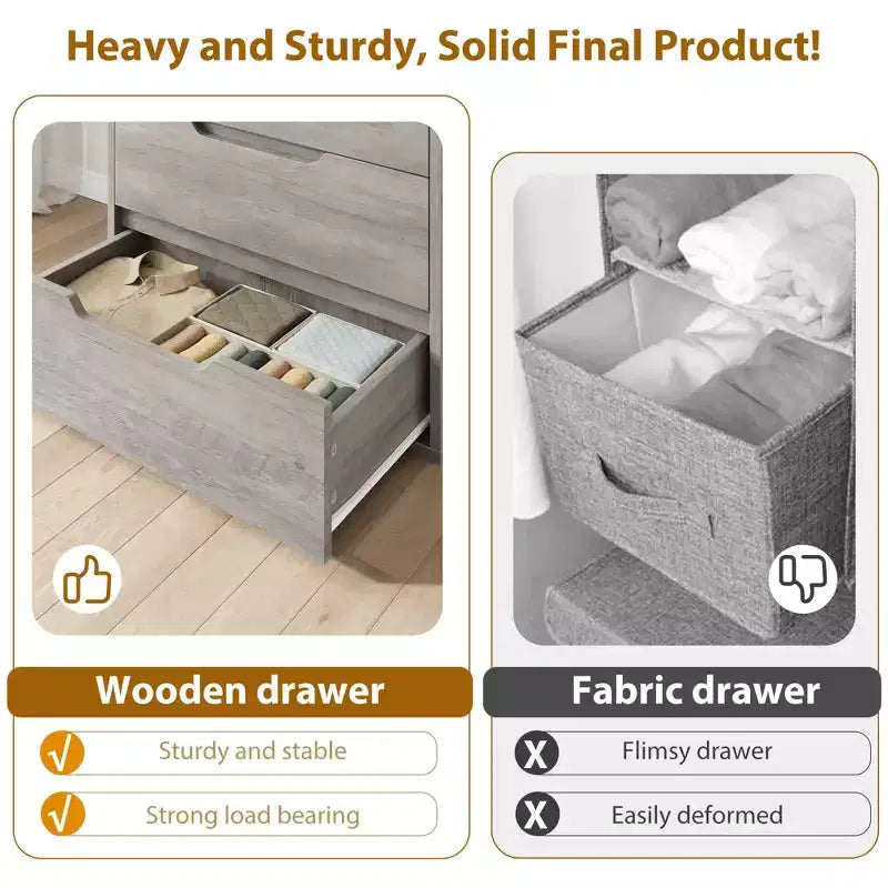 Cómoda de 5 cajones para dormitorio, armario de madera, cómoda de almacenamiento vertical independiente para sala de estar