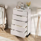 Cómoda de 5 cajones para dormitorio, armario de madera, cómoda de almacenamiento vertical independiente para sala de estar