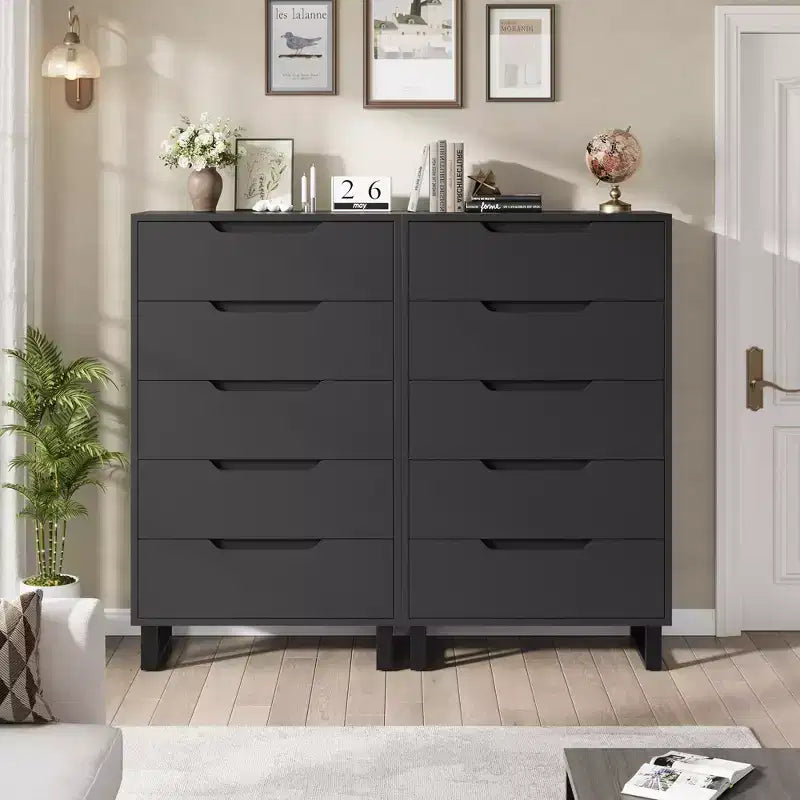 Cómoda de 5 cajones para dormitorio, armario de madera, cómoda de almacenamiento vertical independiente para sala de estar