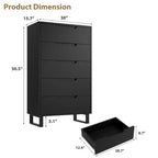 Cómoda de 5 cajones para dormitorio, armario de madera, cómoda de almacenamiento vertical independiente para sala de estar