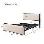 Estructura de cama Whisen King moderna de metal con cabecero tapizado y almacenamiento