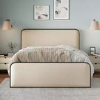 Estructura de cama Whisen King moderna de metal con cabecero tapizado y almacenamiento