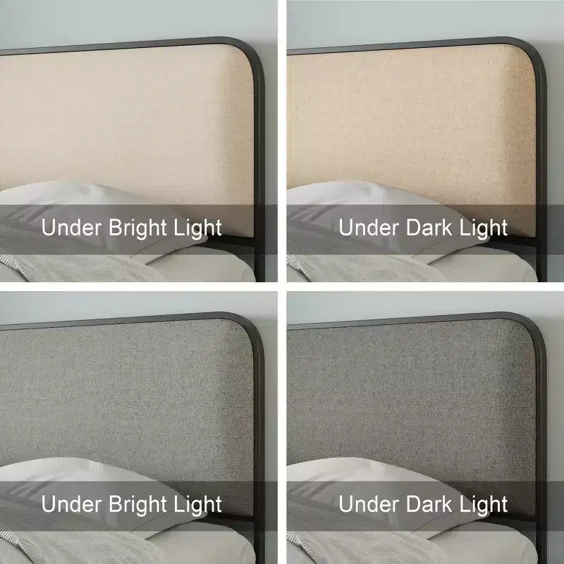 Estructura de cama Whisen King moderna de metal con cabecero tapizado y almacenamiento