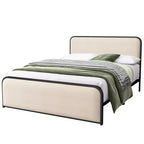Estructura de cama Whisen King moderna de metal con cabecero tapizado y almacenamiento