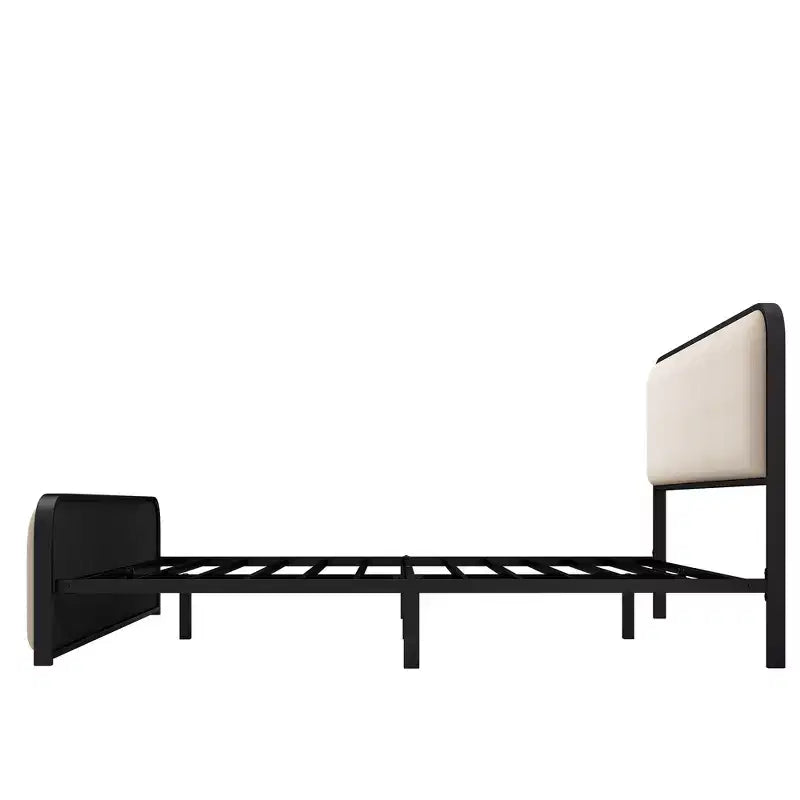 Estructura de cama Whisen King moderna de metal con cabecero tapizado y almacenamiento