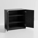 PexFix 31 Gabinete decorativo de madera, aparador moderno con 2 puertas y estante ajustable para sala de estar, comedor, entrada, negro