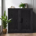 PexFix 31 Gabinete decorativo de madera, aparador moderno con 2 puertas y estante ajustable para sala de estar, comedor, entrada, negro