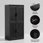 PexFix 31 Gabinete decorativo de madera, aparador moderno con 2 puertas y estante ajustable para sala de estar, comedor, entrada, negro