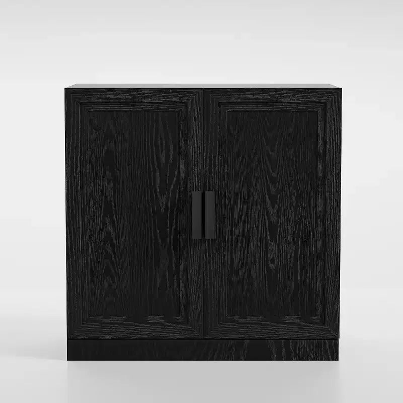 PexFix 31 Gabinete decorativo de madera, aparador moderno con 2 puertas y estante ajustable para sala de estar, comedor, entrada, negro