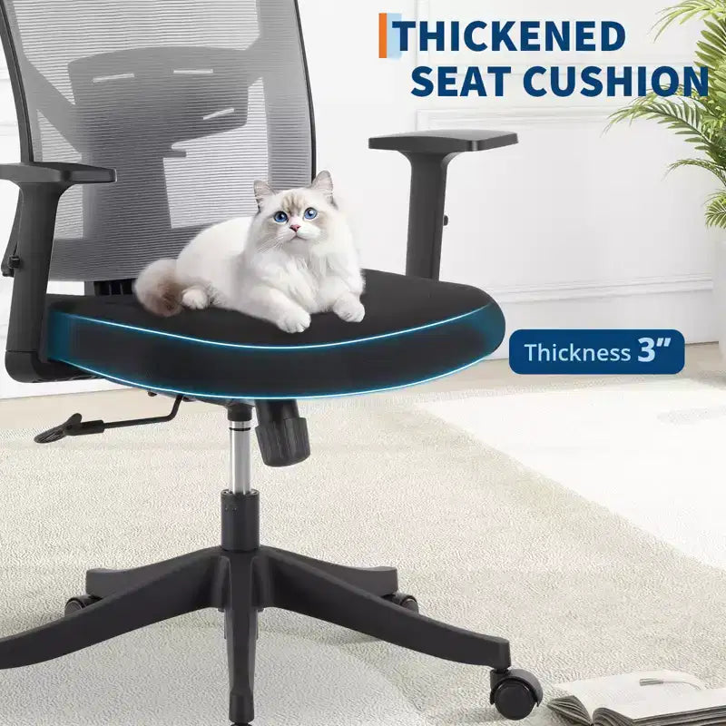 Silla de oficina ergonómica de respaldo alto, soporte lumbar y reposacabezas ajustables, silla giratoria con reposabrazos abatibles, silla de escritorio de malla mecedora ajustable en altura