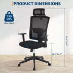 Silla de oficina ergonómica de respaldo alto, soporte lumbar y reposacabezas ajustables, silla giratoria con reposabrazos abatibles, silla de escritorio de malla mecedora ajustable en altura
