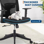 Silla de oficina ergonómica de respaldo alto, soporte lumbar y reposacabezas ajustables, silla giratoria con reposabrazos abatibles, silla de escritorio de malla mecedora ajustable en altura