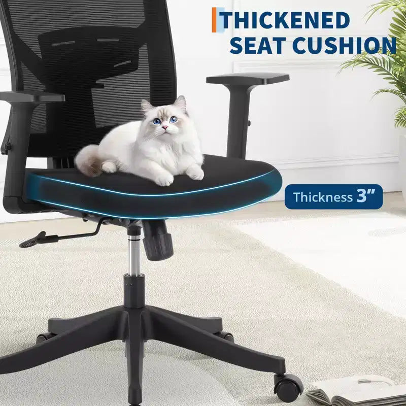Silla de oficina ergonómica de respaldo alto, soporte lumbar y reposacabezas ajustables, silla giratoria con reposabrazos abatibles, silla de escritorio de malla mecedora ajustable en altura