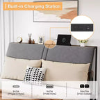 Base de cama de plataforma de tamaño completo con cabecero tapizado ergonómico, plataforma de metal, sin ruido, no requiere somier
