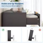 Cómoda de 5 cajones estriada para dormitorio, cómoda moderna de 119 cm de alto con tiradores de metal dorado, cómoda de madera para armario, pasillo, entrada