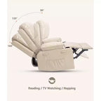 Sillón Reclinable de Cuero COZONY con Cómodos Brazos y Portavasos para Sala de Estar