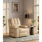 Sillón Reclinable de Cuero COZONY con Cómodos Brazos y Portavasos para Sala de Estar