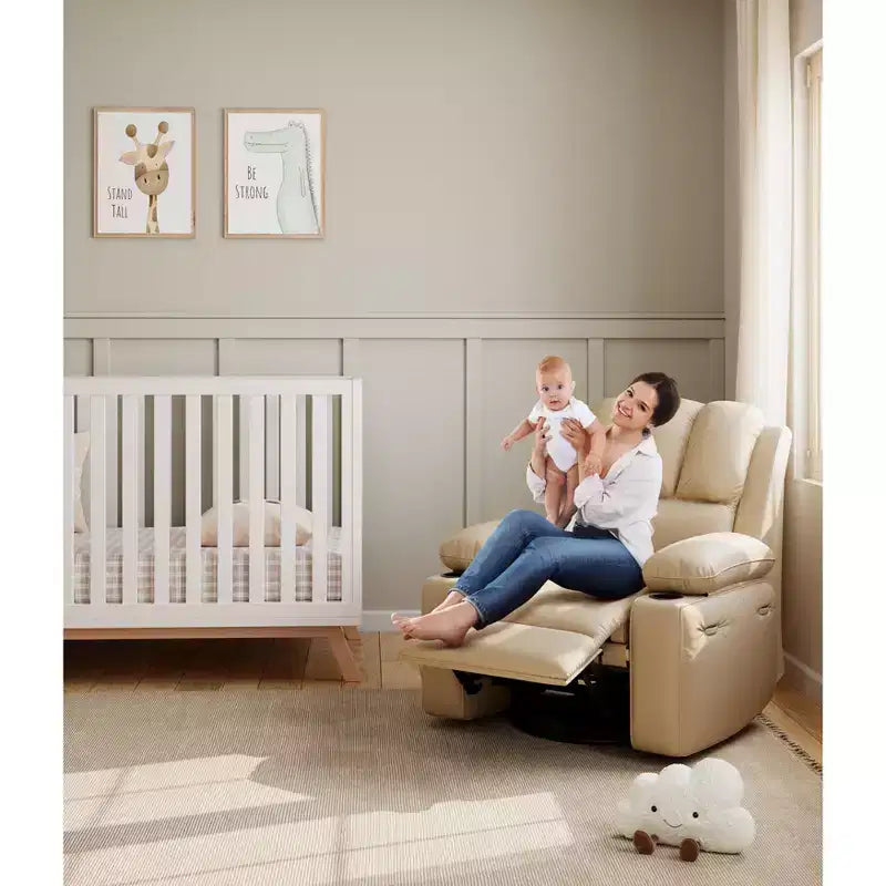 Sillón Reclinable de Cuero COZONY con Cómodos Brazos y Portavasos para Sala de Estar
