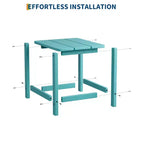Mesa auxiliar cuadrada de HDPE para exteriores - Mesa auxiliar de patio duradera estilo Adirondack para playa, porche - Resistente a la intemperie y fácil de montar