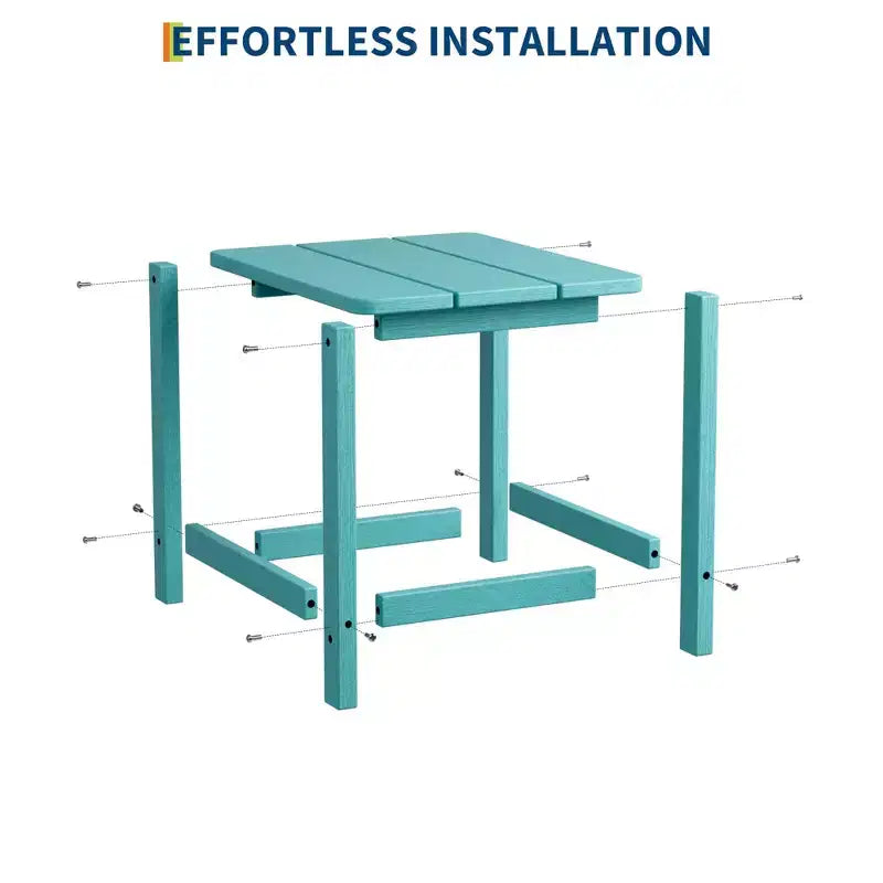 Mesa auxiliar cuadrada de HDPE para exteriores - Mesa auxiliar de patio duradera estilo Adirondack para playa, porche - Resistente a la intemperie y fácil de montar