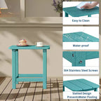 Mesa auxiliar cuadrada de HDPE para exteriores - Mesa auxiliar de patio duradera estilo Adirondack para playa, porche - Resistente a la intemperie y fácil de montar