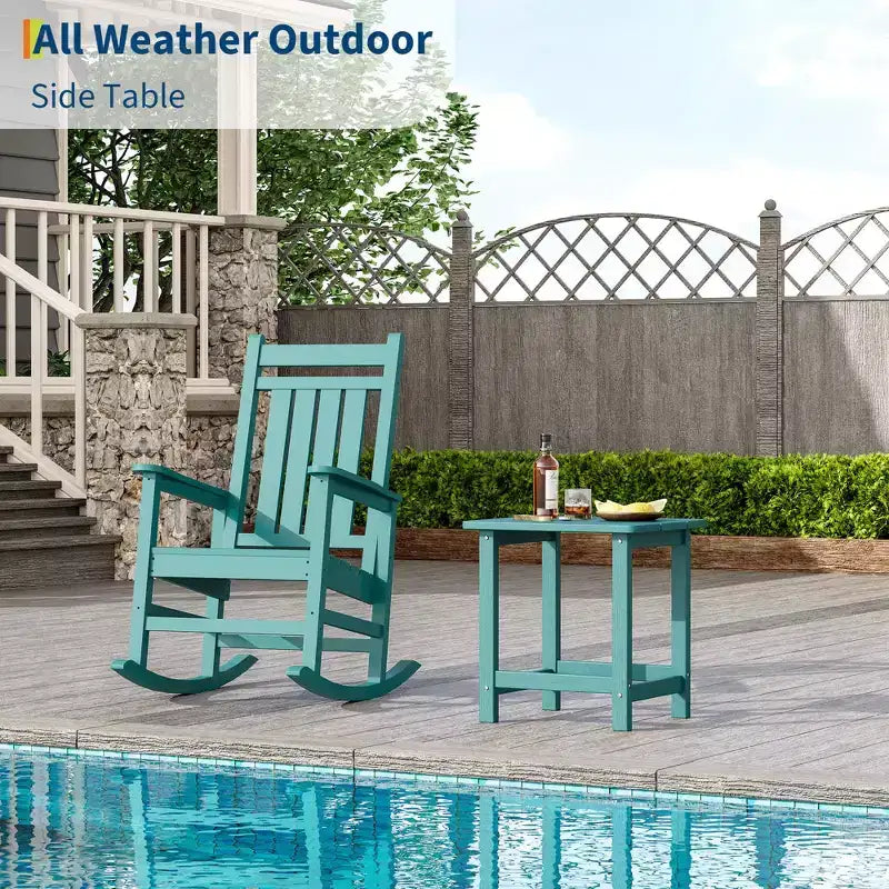 Mesa auxiliar cuadrada de HDPE para exteriores - Mesa auxiliar de patio duradera estilo Adirondack para playa, porche - Resistente a la intemperie y fácil de montar