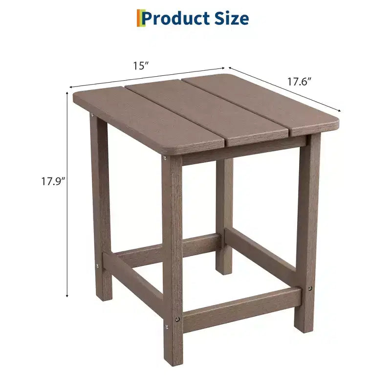 Mesa auxiliar cuadrada de HDPE para exteriores - Mesa auxiliar de patio duradera estilo Adirondack para playa, porche - Resistente a la intemperie y fácil de montar