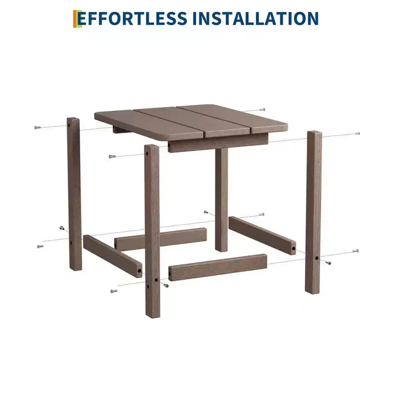 Mesa auxiliar cuadrada de HDPE para exteriores - Mesa auxiliar de patio duradera estilo Adirondack para playa, porche - Resistente a la intemperie y fácil de montar