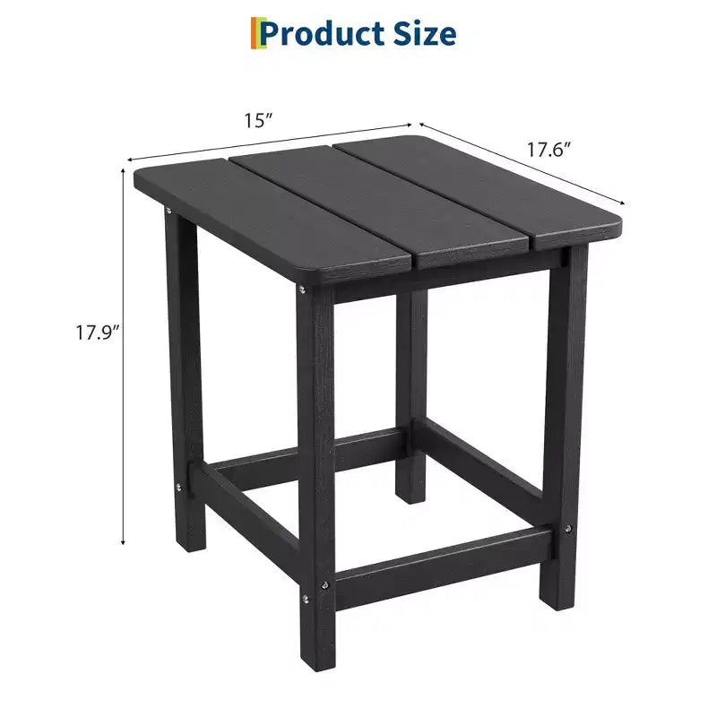 Mesa auxiliar cuadrada de HDPE para exteriores - Mesa auxiliar de patio duradera estilo Adirondack para playa, porche - Resistente a la intemperie y fácil de montar
