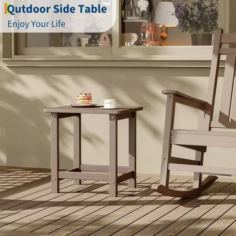 Mesa auxiliar cuadrada de HDPE para exteriores - Mesa auxiliar de patio duradera estilo Adirondack para playa, porche - Resistente a la intemperie y fácil de montar