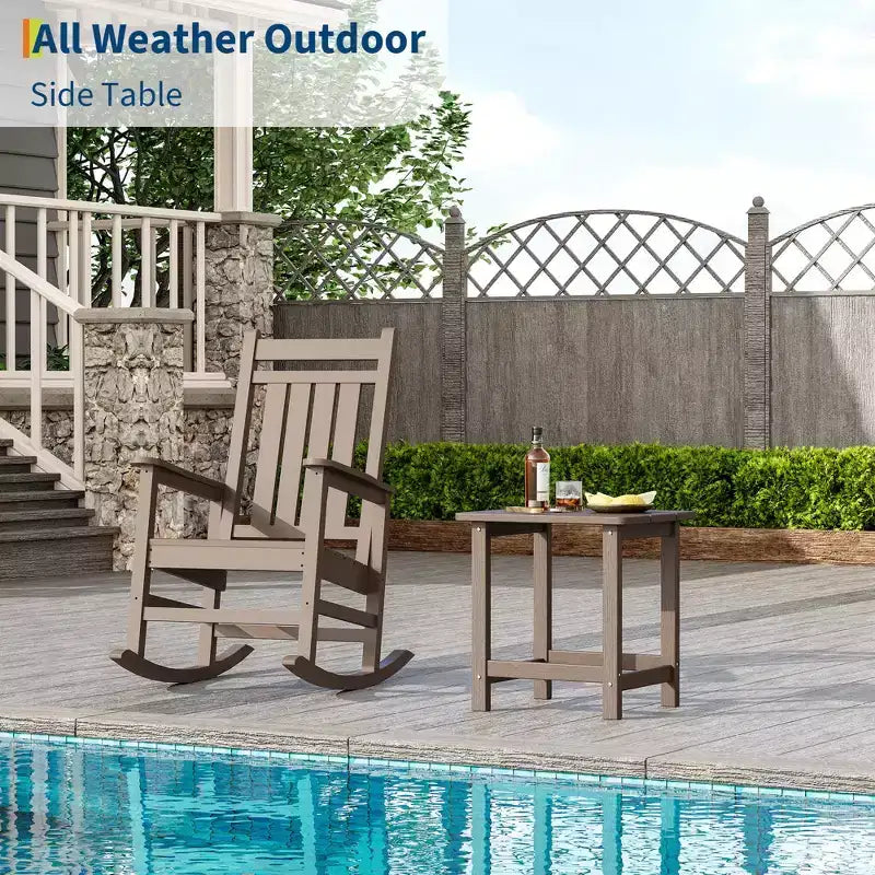 Mesa auxiliar cuadrada de HDPE para exteriores - Mesa auxiliar de patio duradera estilo Adirondack para playa, porche - Resistente a la intemperie y fácil de montar