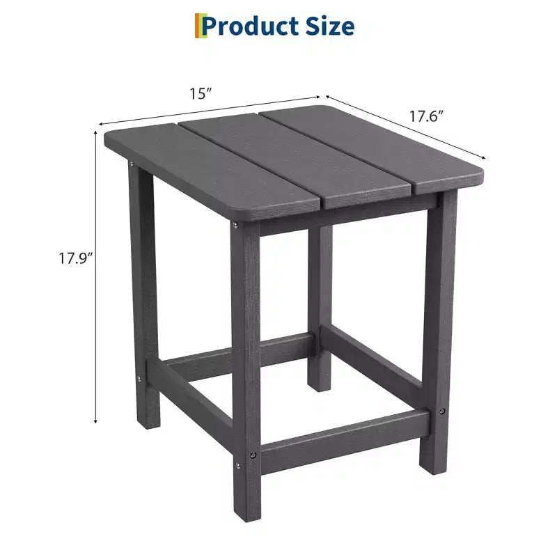 Mesa auxiliar cuadrada de HDPE para exteriores - Mesa auxiliar de patio duradera estilo Adirondack para playa, porche - Resistente a la intemperie y fácil de montar