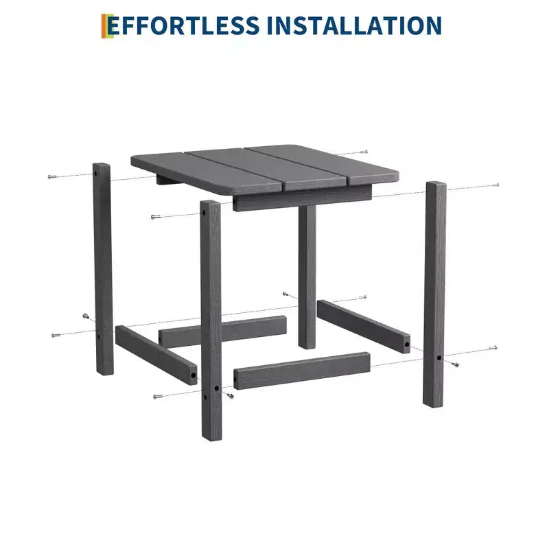 Mesa auxiliar cuadrada de HDPE para exteriores - Mesa auxiliar de patio duradera estilo Adirondack para playa, porche - Resistente a la intemperie y fácil de montar
