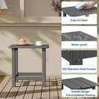 Mesa auxiliar cuadrada de HDPE para exteriores - Mesa auxiliar de patio duradera estilo Adirondack para playa, porche - Resistente a la intemperie y fácil de montar