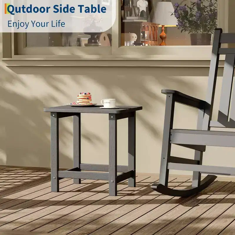 Mesa auxiliar cuadrada de HDPE para exteriores - Mesa auxiliar de patio duradera estilo Adirondack para playa, porche - Resistente a la intemperie y fácil de montar