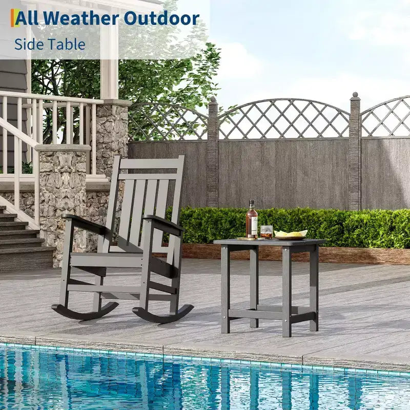 Mesa auxiliar cuadrada de HDPE para exteriores - Mesa auxiliar de patio duradera estilo Adirondack para playa, porche - Resistente a la intemperie y fácil de montar