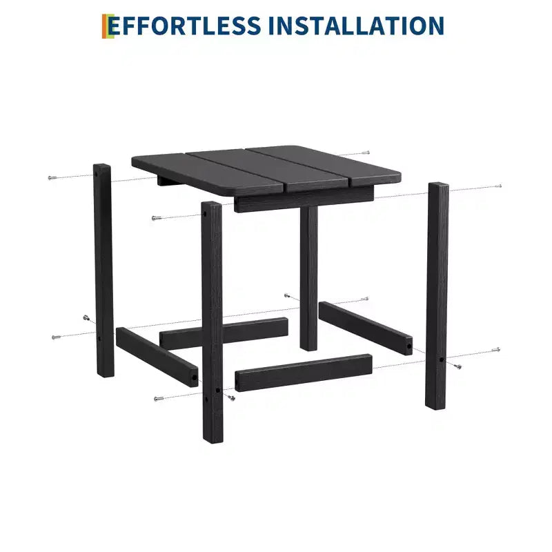 Mesa auxiliar cuadrada de HDPE para exteriores - Mesa auxiliar de patio duradera estilo Adirondack para playa, porche - Resistente a la intemperie y fácil de montar