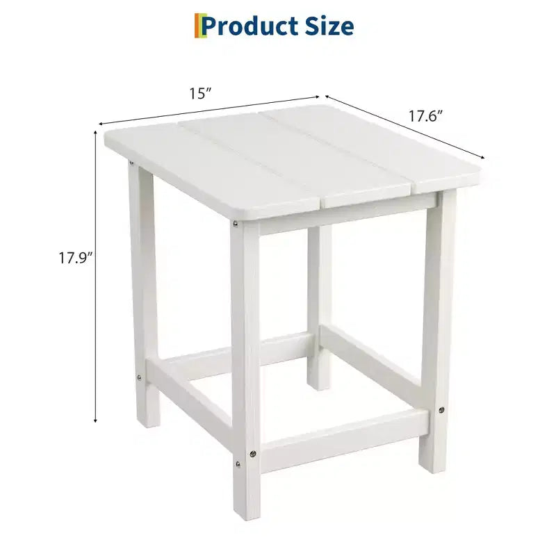 Mesa auxiliar cuadrada de HDPE para exteriores - Mesa auxiliar de patio duradera estilo Adirondack para playa, porche - Resistente a la intemperie y fácil de montar