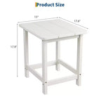 Mesa auxiliar cuadrada de HDPE para exteriores - Mesa auxiliar de patio duradera estilo Adirondack para playa, porche - Resistente a la intemperie y fácil de montar