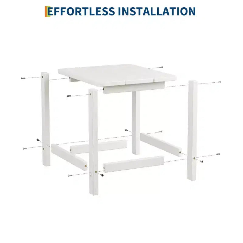 Mesa auxiliar cuadrada de HDPE para exteriores - Mesa auxiliar de patio duradera estilo Adirondack para playa, porche - Resistente a la intemperie y fácil de montar