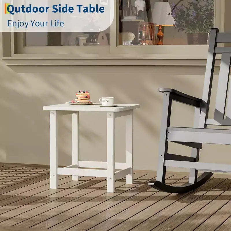 Mesa auxiliar cuadrada de HDPE para exteriores - Mesa auxiliar de patio duradera estilo Adirondack para playa, porche - Resistente a la intemperie y fácil de montar