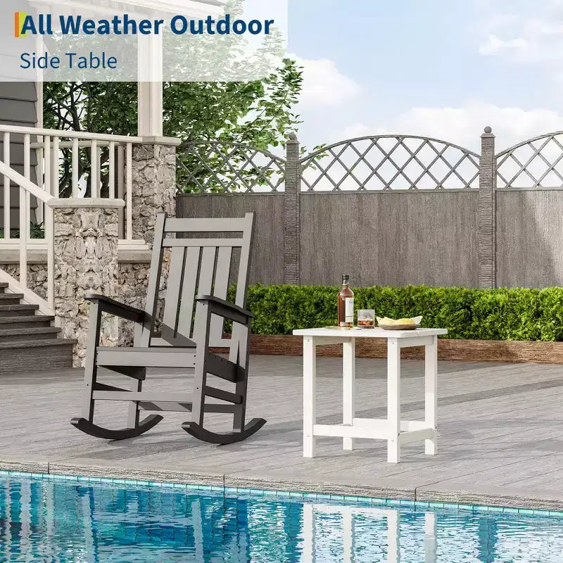 Mesa auxiliar cuadrada de HDPE para exteriores - Mesa auxiliar de patio duradera estilo Adirondack para playa, porche - Resistente a la intemperie y fácil de montar