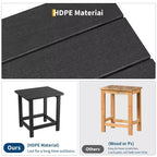 Mesa auxiliar cuadrada de HDPE para exteriores - Mesa auxiliar de patio duradera estilo Adirondack para playa, porche - Resistente a la intemperie y fácil de montar
