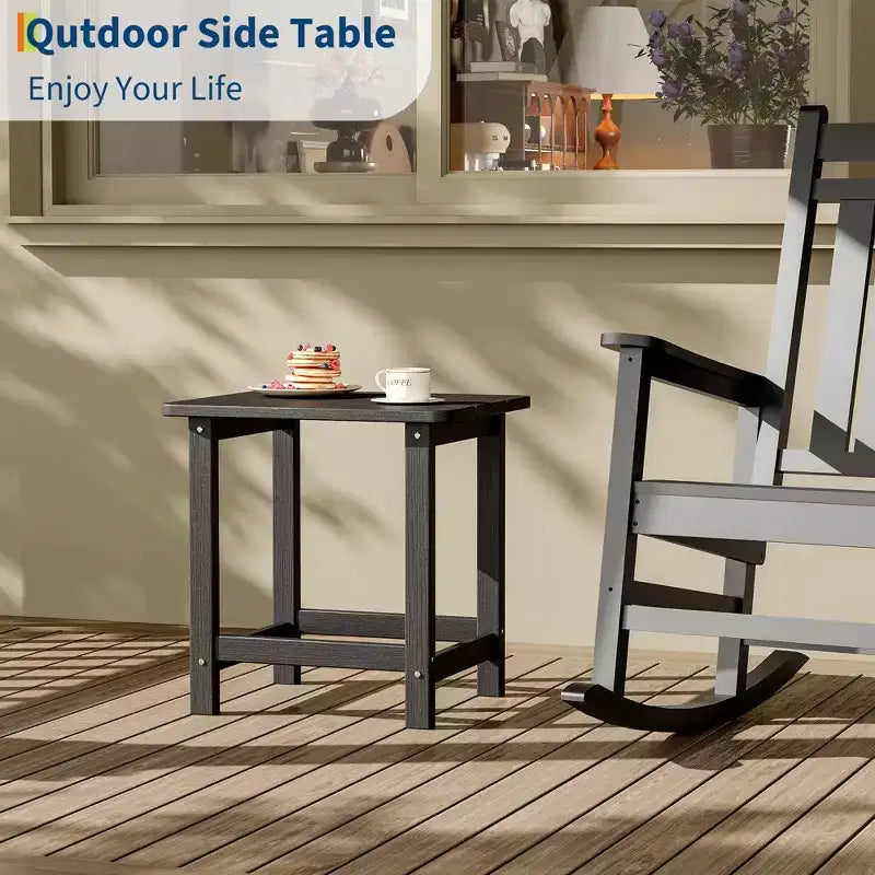 Mesa auxiliar cuadrada de HDPE para exteriores - Mesa auxiliar de patio duradera estilo Adirondack para playa, porche - Resistente a la intemperie y fácil de montar